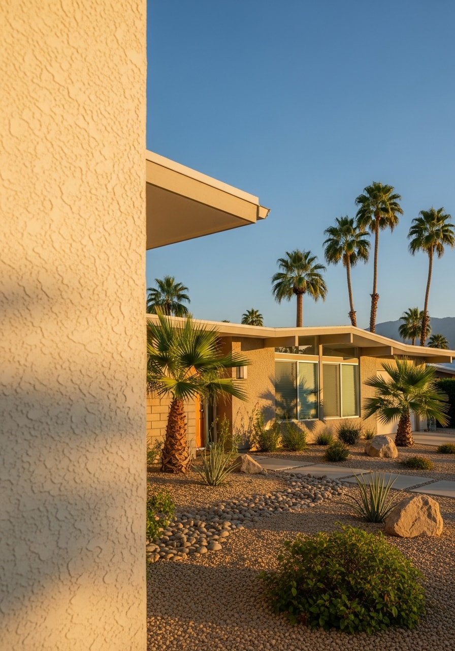 Palm Springs home exterior showing desert-appropriate materials and local architectural style.