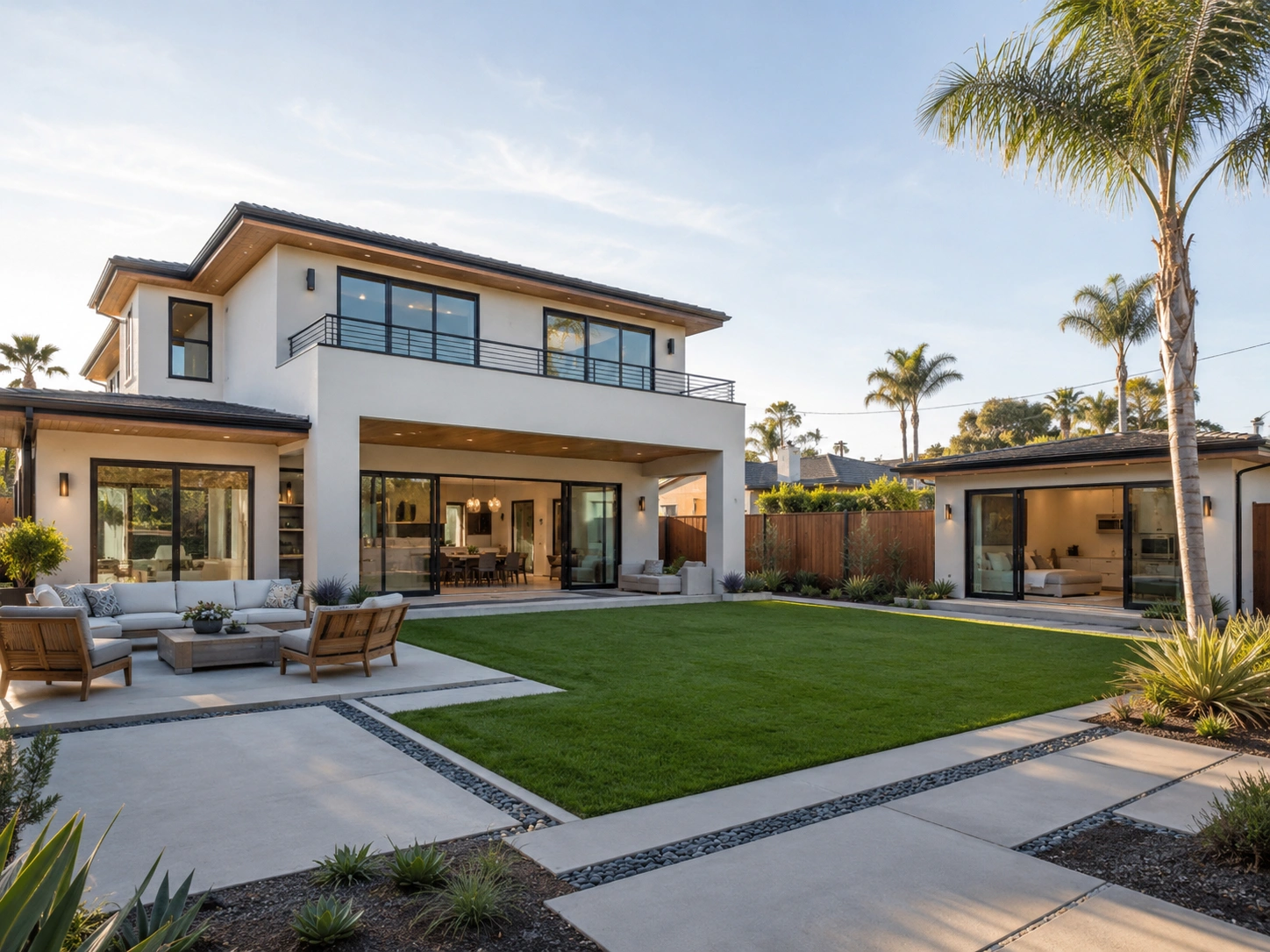 Custom home with backyard patio built by Rehab Building Co. INC in the South Bay